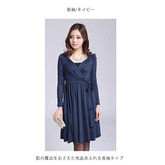 レディース ワンピース カシュクール リボン ウエストリボン 結婚式 華やか パーティ イベント　春夏秋 ch1706 |  | 13