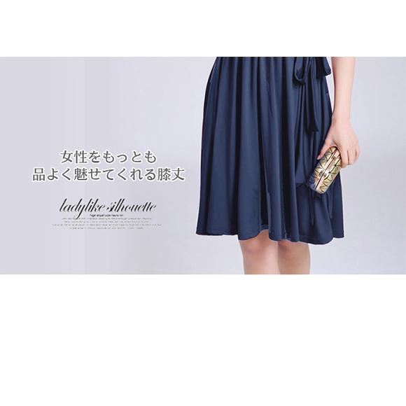 レディース ワンピース カシュクール リボン ウエストリボン 結婚式 華やか パーティ イベント　春夏秋 ch1706 |  | 14