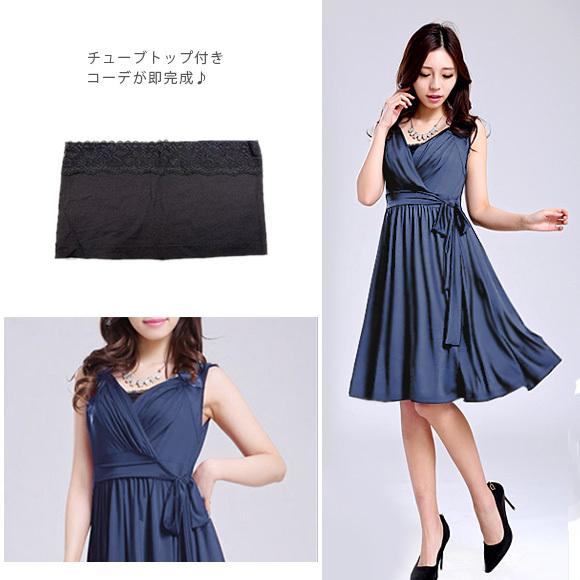 レディース ワンピース カシュクール リボン ウエストリボン 結婚式 華やか パーティ イベント　春夏秋 ch1706 |  | 15