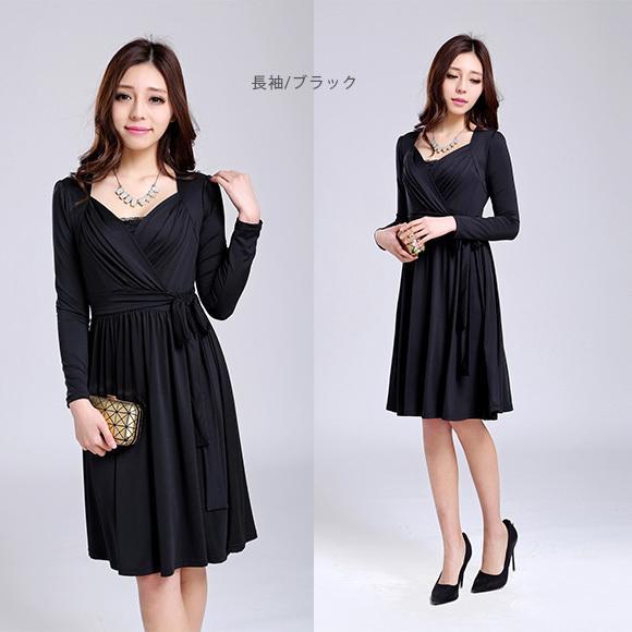 レディース ワンピース カシュクール リボン ウエストリボン 結婚式 華やか パーティ イベント　春夏秋 ch1706 |  | 09