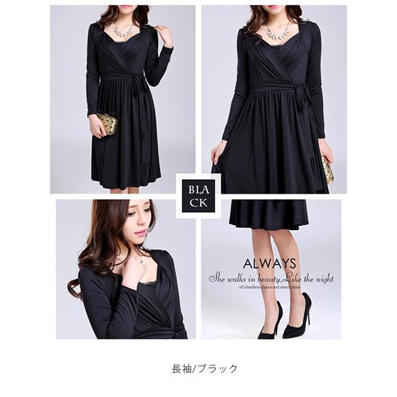 レディース ワンピース カシュクール リボン ウエストリボン 結婚式 華やか パーティ イベント　春夏秋 ch1706 |  | 10