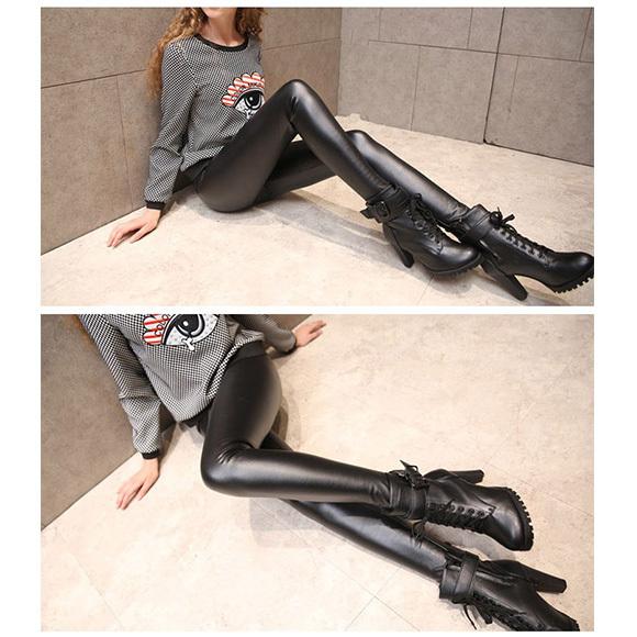 レディース レギンス パギンス フェイクレザー 無地 フェイクレザー 艶感 ダンス ボトム パンツ 春夏 ハロウィン 黒　ch1800 |  | 04