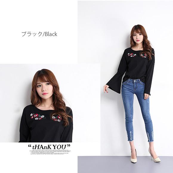 レディース トップス 刺繍 長袖 ボヘミアン ブラウス チュニック カットソー フレアー袖 春夏 ch1845 |  | 10