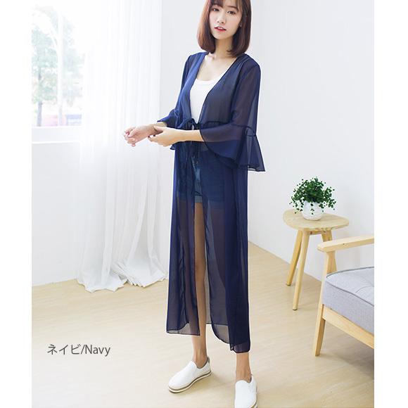 レディース カーディガン シフォン フレア袖 レース UV ガウン ロング 薄手 無地 イベント春夏 紫外線 エアコン対策 前結びch1860 |  | 17