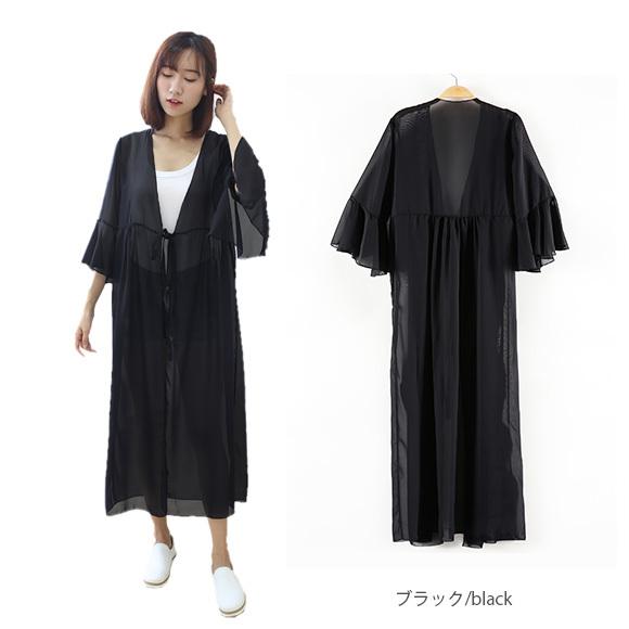 レディース カーディガン シフォン フレア袖 レース UV ガウン ロング 薄手 無地 イベント春夏 紫外線 エアコン対策 前結びch1860 |  | 14