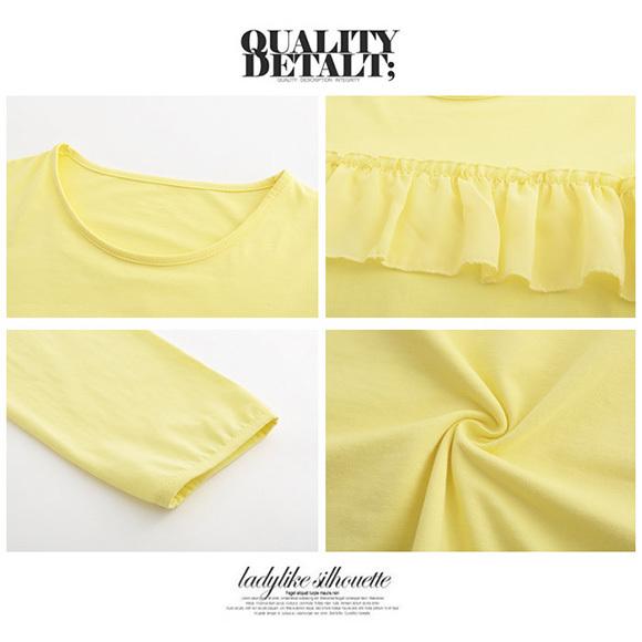 レディース トップス 長袖 フリル カットソー フリル袖 無地 コットン 通勤 OL 春夏秋冬 ch1886 |  | 19