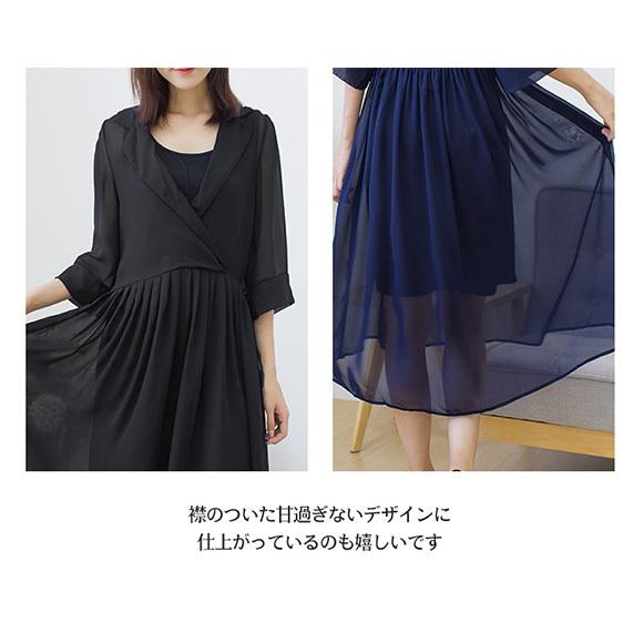 レディース ワンピース シフォン カシュクール 七分袖 2way インナーワンピース付き 春夏  大人可愛い おしゃれ ch1905 |  | 06