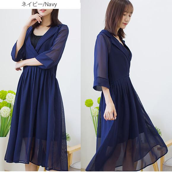 レディース ワンピース シフォン カシュクール 七分袖 2way インナーワンピース付き 春夏  大人可愛い おしゃれ ch1905 |  | 10