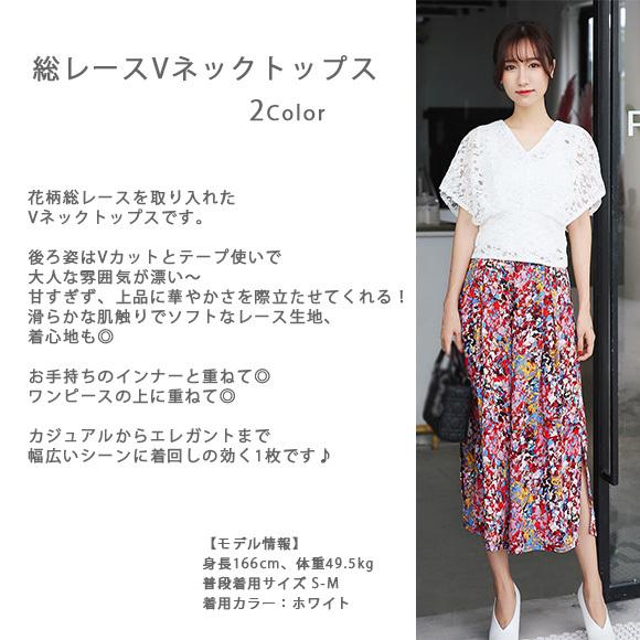 レディース トップス 総レース Vネック プルオーバー カットソー