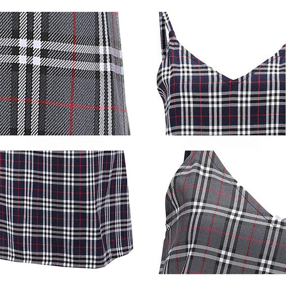 チェックワンピース 春夏秋 レディース キャミソールワンピース ミニ丈　2WAY チェック柄 学院風 きれいめ イベント ch1933 |  | 14