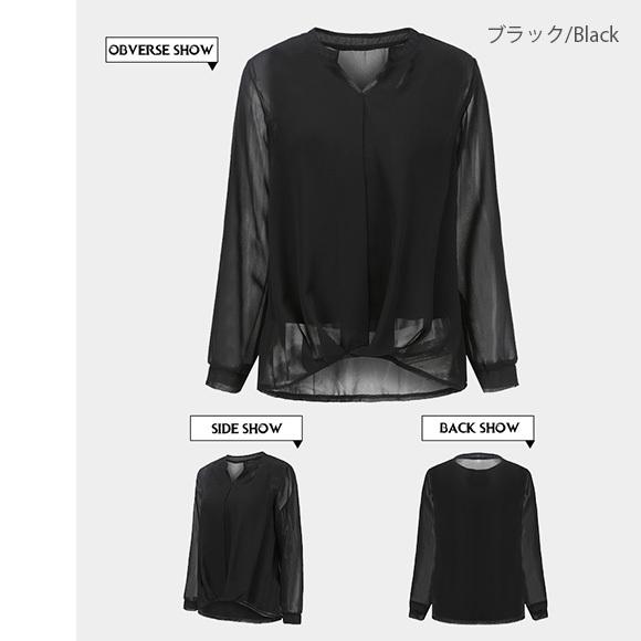 レディース ブラウス シフォン タンクトップ 2点set トップス シアーブラウス Vネック おしゃれ  きれいめ 透け感 オフィス 春夏 ch1938 |  | 16