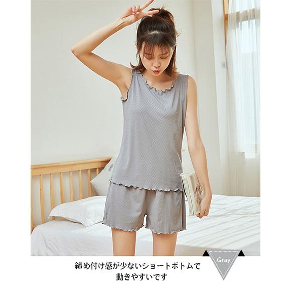 パジャマ レディース 上下セット ノースリーブ ナイトウェア ルームウェア 部屋着 無地 ショート丈 半ズボン ひんやり 涼しい ゆったり 春夏 ch1986 |  | 19