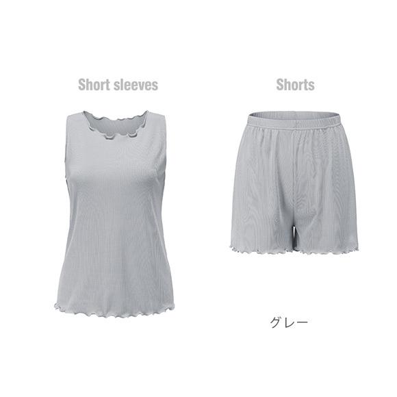 パジャマ レディース 上下セット ノースリーブ ナイトウェア ルームウェア 部屋着 無地 ショート丈 半ズボン ひんやり 涼しい ゆったり 春夏 ch1986 |  | 20