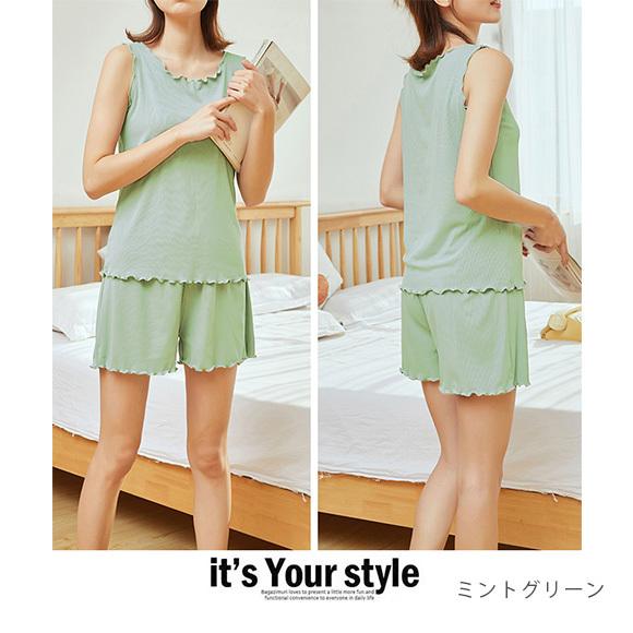 パジャマ レディース 上下セット ノースリーブ ナイトウェア ルームウェア 部屋着 無地 ショート丈 半ズボン ひんやり 涼しい ゆったり 春夏 ch1986 |  | 22