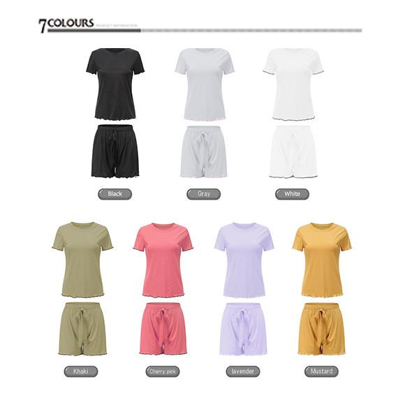 パジャマ レディース 上下セット 半袖 ナイトウェア ルームウェア 部屋着 無地 ショート丈 半ズボン ひんやり 涼しい ゆったり  大人可愛い 上品  春夏 ch1987 |  | 26