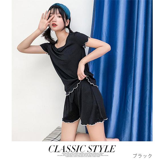 パジャマ レディース 上下セット 半袖 ナイトウェア ルームウェア 部屋着 無地 ショート丈 半ズボン ひんやり 涼しい ゆったり  大人可愛い 上品  春夏 ch1987 |  | 09