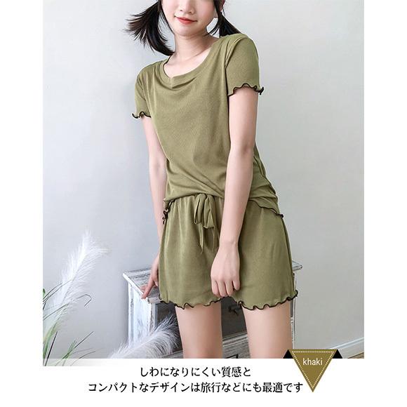 パジャマ レディース 上下セット 半袖 ナイトウェア ルームウェア 部屋着 無地 ショート丈 半ズボン ひんやり 涼しい ゆったり  大人可愛い 上品  春夏 ch1987 |  | 15