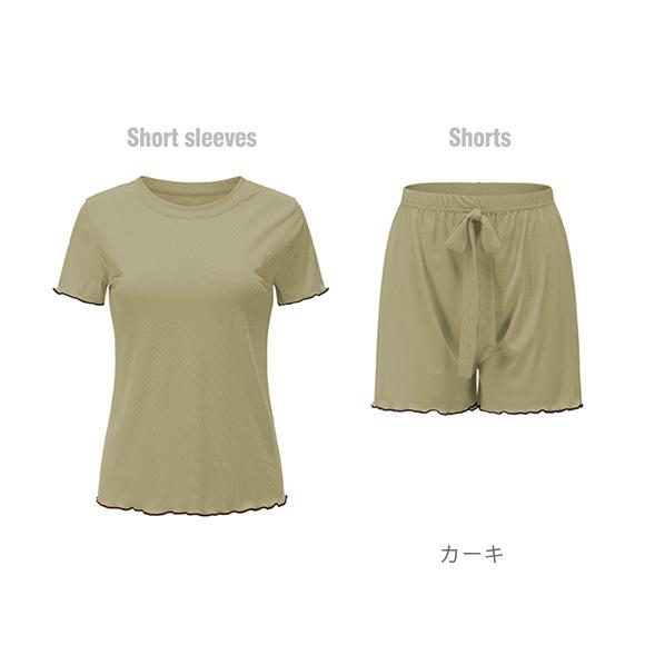 パジャマ レディース 上下セット 半袖 ナイトウェア ルームウェア 部屋着 無地 ショート丈 半ズボン ひんやり 涼しい ゆったり  大人可愛い 上品  春夏 ch1987 |  | 16