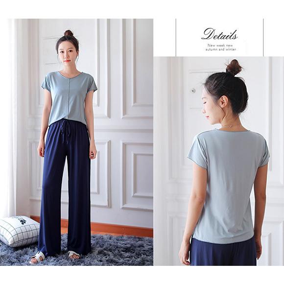 レディース Tシャツ 半袖 無地 カットソー  トップス半袖 ショート丈 春 薄手 楽ちん 夏 春夏 部屋着 ナイトウェア ルームウェア ch2007 |  | 14