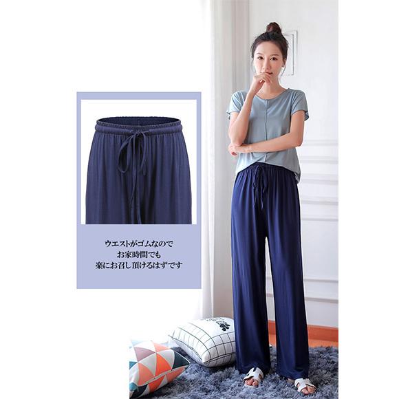 レディース ワイドパンツ ガウチョパンツ ロングパンツ ゆるパン ウエストゴム 薄手 部屋着 ルームウェア 春夏秋 無地 ch2009 |  | 11