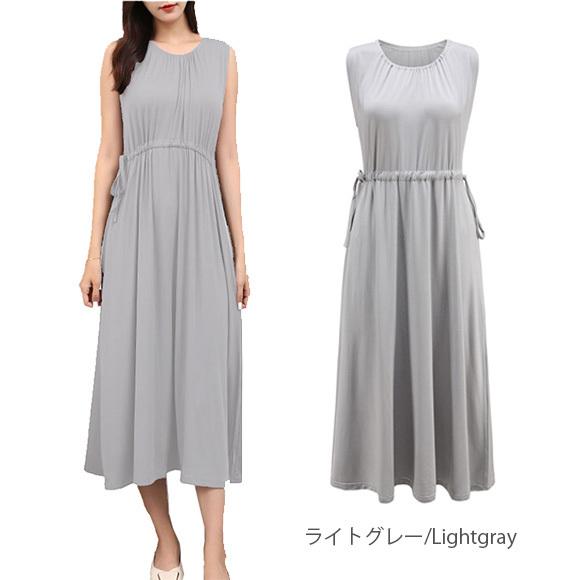 レディース ロングワンピース ノースリーブ ミモレ丈 ウエストゴム 無地 リゾート 上品 大人 可愛い おしゃれ カジュアル シンプル 春夏秋 ch2011 |  | 18