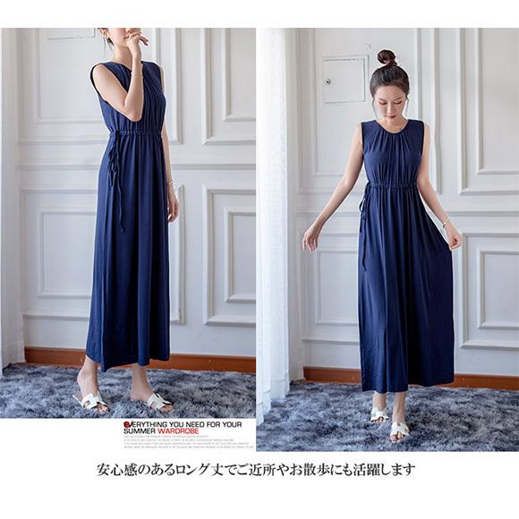 レディース ロングワンピース ノースリーブ ミモレ丈 ウエストゴム 無地 リゾート 上品 大人 可愛い おしゃれ カジュアル シンプル 春夏秋 ch2011 |  | 13
