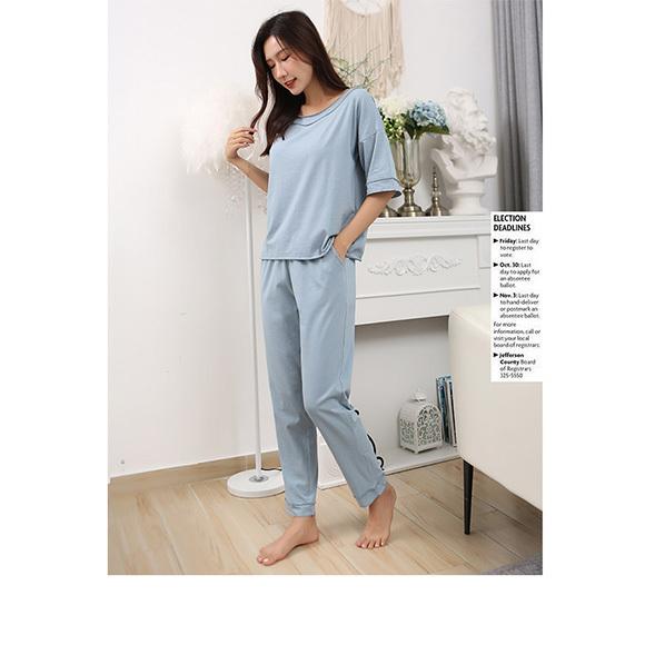 パジャマ レディース 上下セット 半袖 九分丈パンツ 部屋着 ナイトウェア 無地 リラックスパンツ 春 夏 上品ch2013 |  | 13