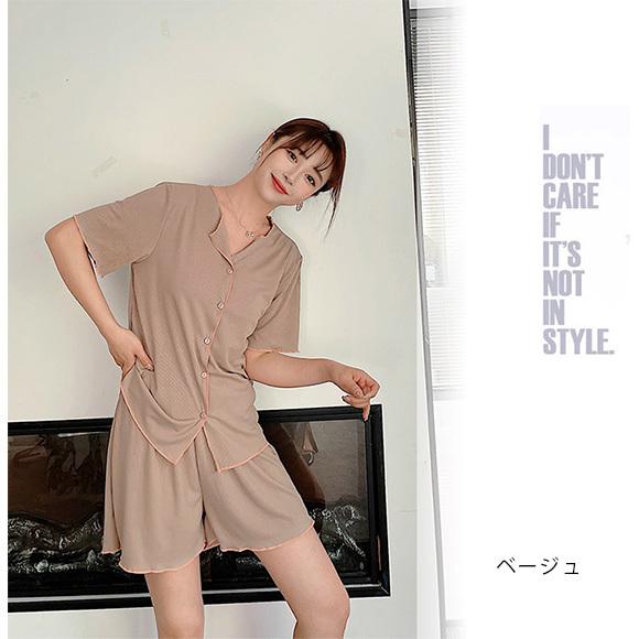 パジャマ 半袖 5色レディース かわいい 上下セット 無地 ショート丈 ルームウエア 部屋着 2点セット ナイトウェア 大人可愛い 上品 ch2044 |  | 14