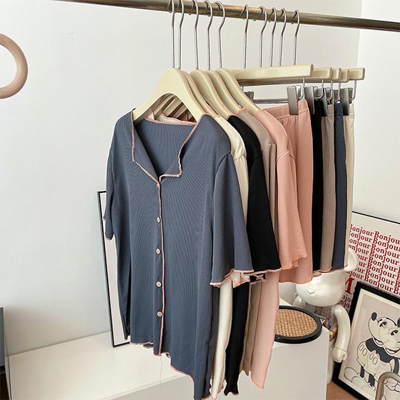 パジャマ 半袖 5色レディース かわいい 上下セット 無地 ショート丈 ルームウエア 部屋着 2点セット ナイトウェア 大人可愛い 上品 ch2044 |  | 18