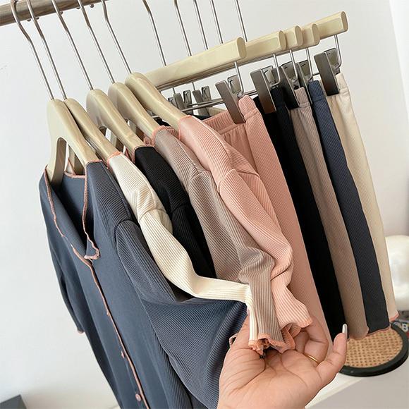 パジャマ 半袖 5色レディース かわいい 上下セット 無地 ショート丈 ルームウエア 部屋着 2点セット ナイトウェア 大人可愛い 上品 ch2044 |  | 19