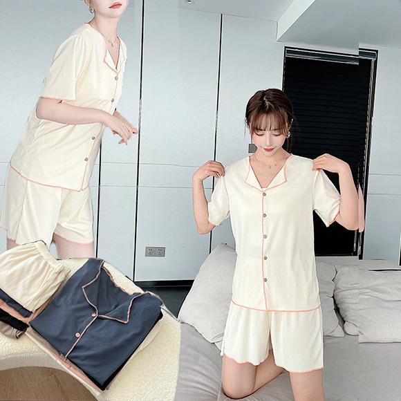 パジャマ 半袖 5色レディース かわいい 上下セット 無地 ショート丈 ルームウエア 部屋着 2点セット ナイトウェア 大人可愛い 上品 ch2044 |  | 06