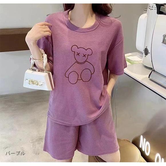 パジャマ 半袖 6色レディース かわいい 上下セット 無地 ショート丈 ルームウエア 部屋着 2点セット 大人可愛い 上品 送料無料 ch2045 |  | 08