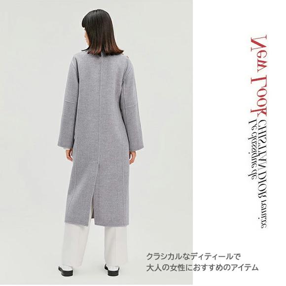 レディース コート ロング丈 ウール アウター カジュアル グレー 通勤 羽織 秋冬 ch2054 |  | 05