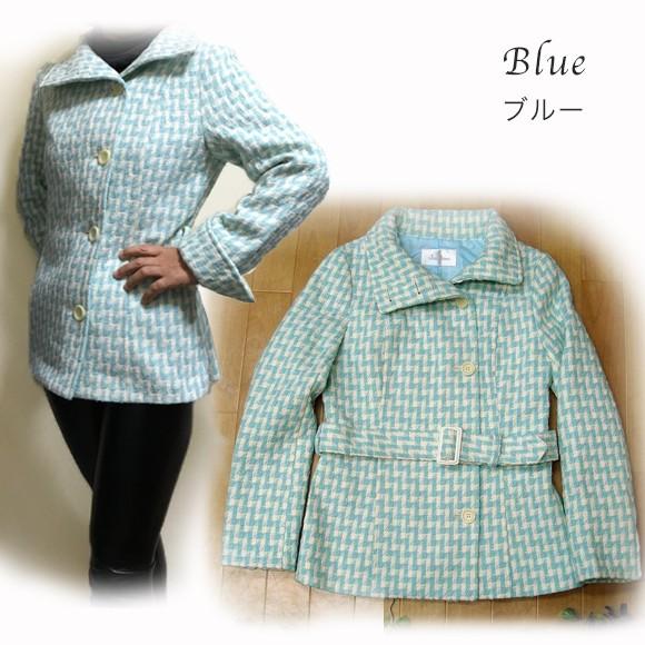 レディース ジャケット ショートコート スタンドカラー チェック柄 ベルト付き アウター dy2667 |  | 04