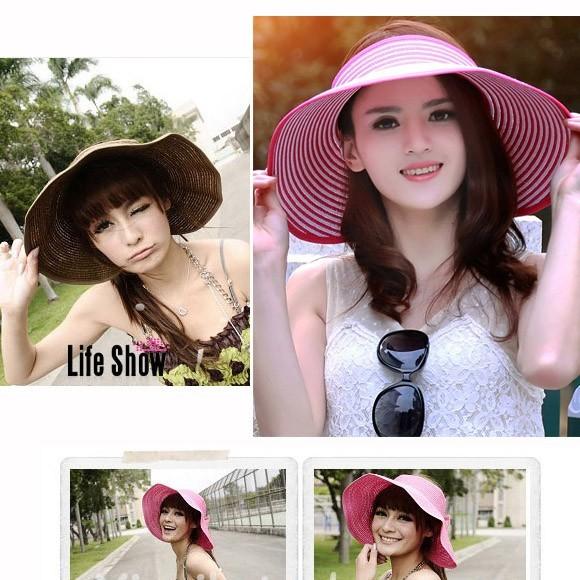 レディース 帽子 サンバイザー日よけ 麦わら帽子 UVカット つば付き 紫外線 携帯可能 折りたたみ 夏必須 mz2145 |  | 09
