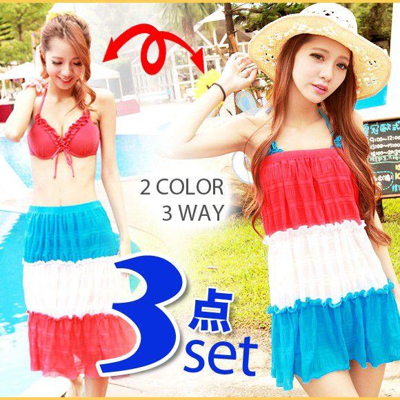 水着 レディース 3点セット ビキニ ワンピース シフォン 大きいサイズ 水着通販 激安 在庫処分セール Yy2491 Yy2491 Shop Zero 通販 Yahoo ショッピング