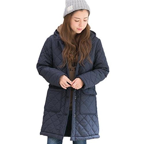 売り尽くし価格 Skip Heart スキップハート 裏ボア キルティングコート レディース ネイビー 3lサイズ フード付き ロング丈 キル 最先端 Joilycoffee Vn