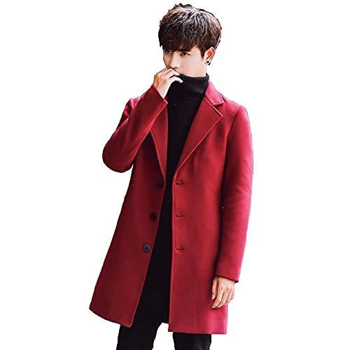 買得 Sunny Wing コート メンズ チェスターコート 防寒 ロング 無地 アウター 秋 冬 L レッド パーカー Www We Job Com