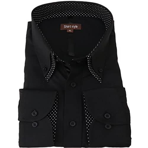 正規逆輸入品 ワイシャツ メンズ 黒 長袖 おしゃれ ボタンダウン ドゥエボットーニ ノーネクタイ 襟高 Brt 513 6l サイズ Democracia Tv