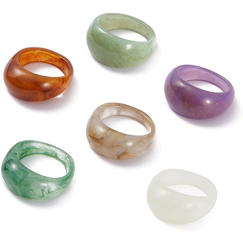 MOROTOLE 12Pcs Resin Rings Retro Acrylic Rings for Women Colorful Diamond Index Finger Rings Set Cute Transparent Plastic Rings Girls Jewelry 