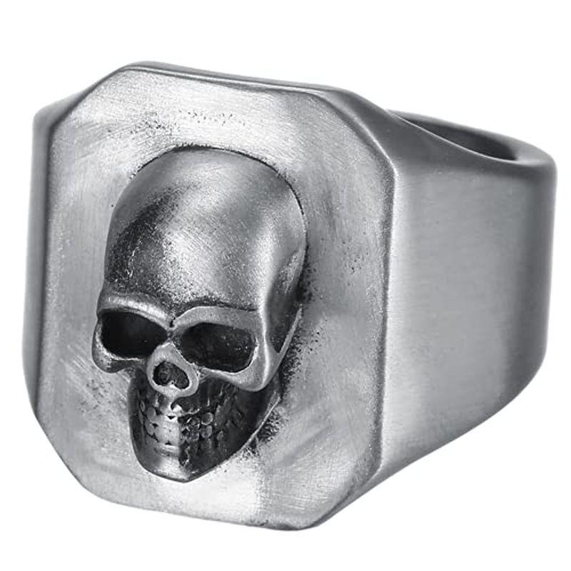 公式の店舗 Party Halloween Skull Gothic Carved Steel Stainless Biker Punk Holiday 指輪