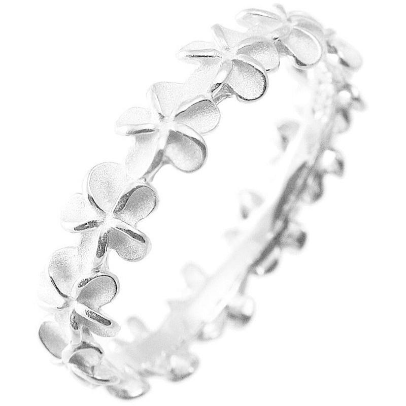 Sterling Silver Plumeria Eternity Wedding Band Stackable Ring (3.5) 【大特価!!】