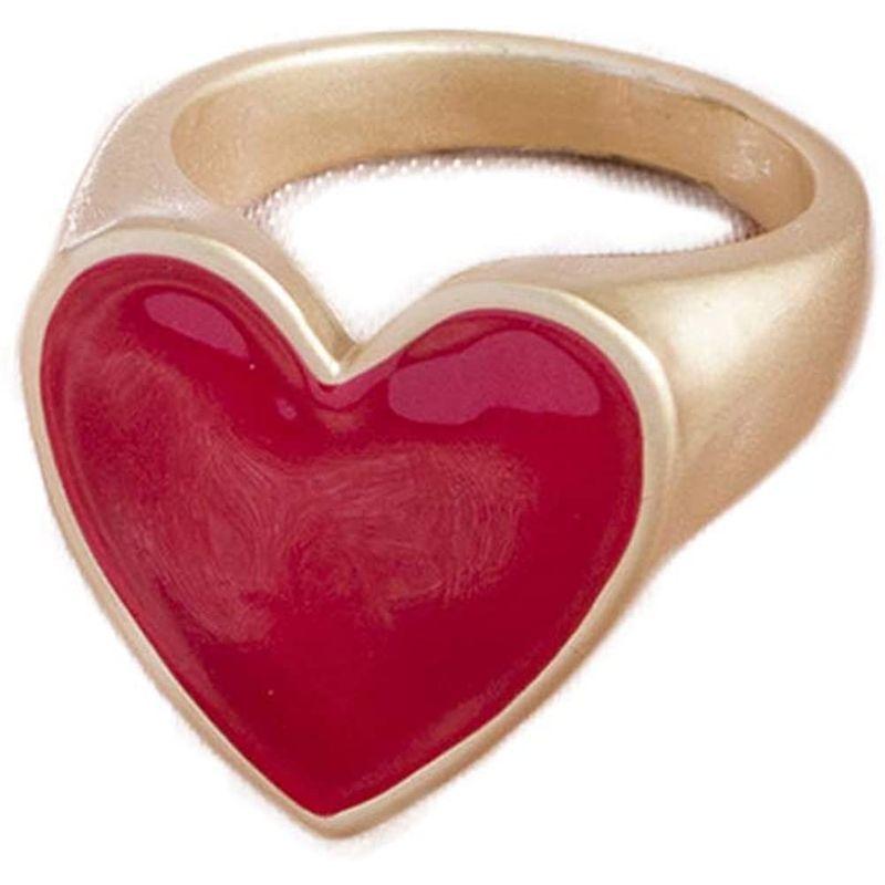 『2年保証』 Funny Cute C Wide Enamel Heart Big Peach Statement Oil Drop Color Pure 指輪