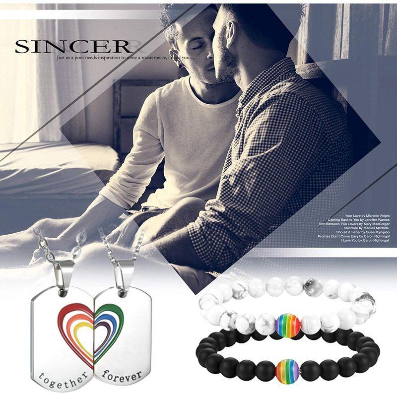 Aroncent 4pcs Gay Lesbian LGBTQ Accessories Couples Rainbow Jewelry Se