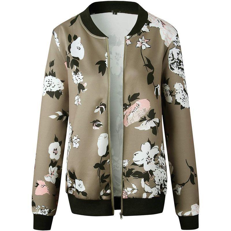 期間限定特別価格 ECOWISH Co Leopard Jacket Bomber Inspired Up Zip Floral Casual Women's その他テレビ、アニメ、キャラクターグッズ