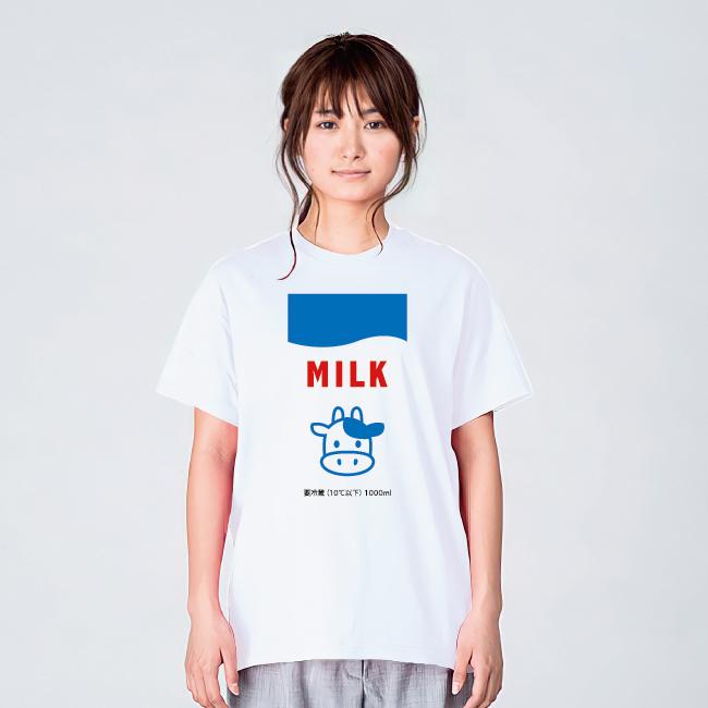 牛乳パック イラスト Tシャツ メンズ レディース 半袖 かわいい シンプル 30代 40代 大きいサイズ 綿100% 160 S M L XL