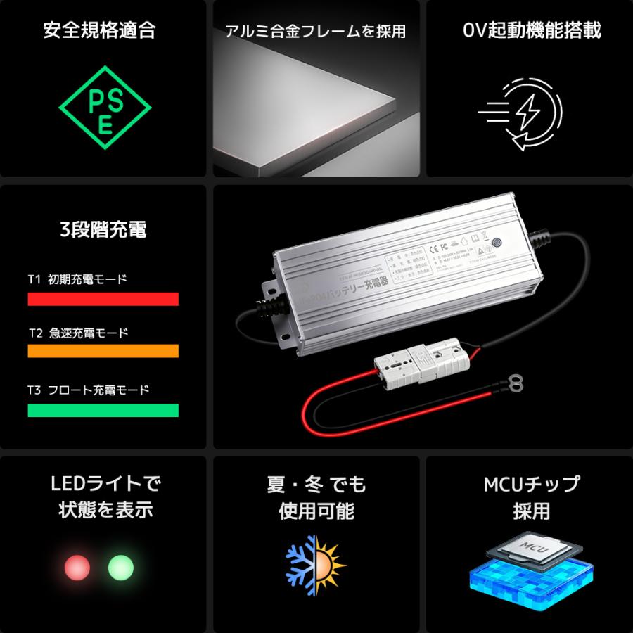 LVYUAN 自動バッテリー充電器リン酸鉄リチウムイオンバッテリー専用