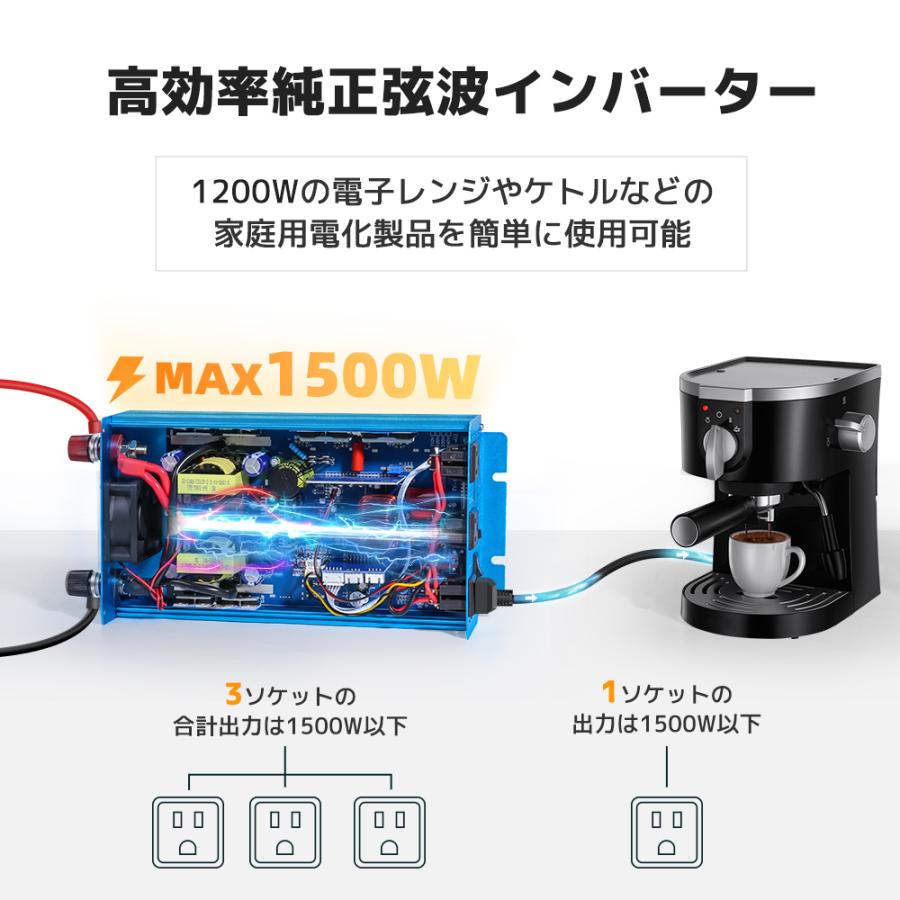 永久保証】インバーター 正弦波 12V 100V 1500W 最大3000W DC AC 永久保証】インバーター 正弦波 12V 100V 1500W 最大3000W DC AC