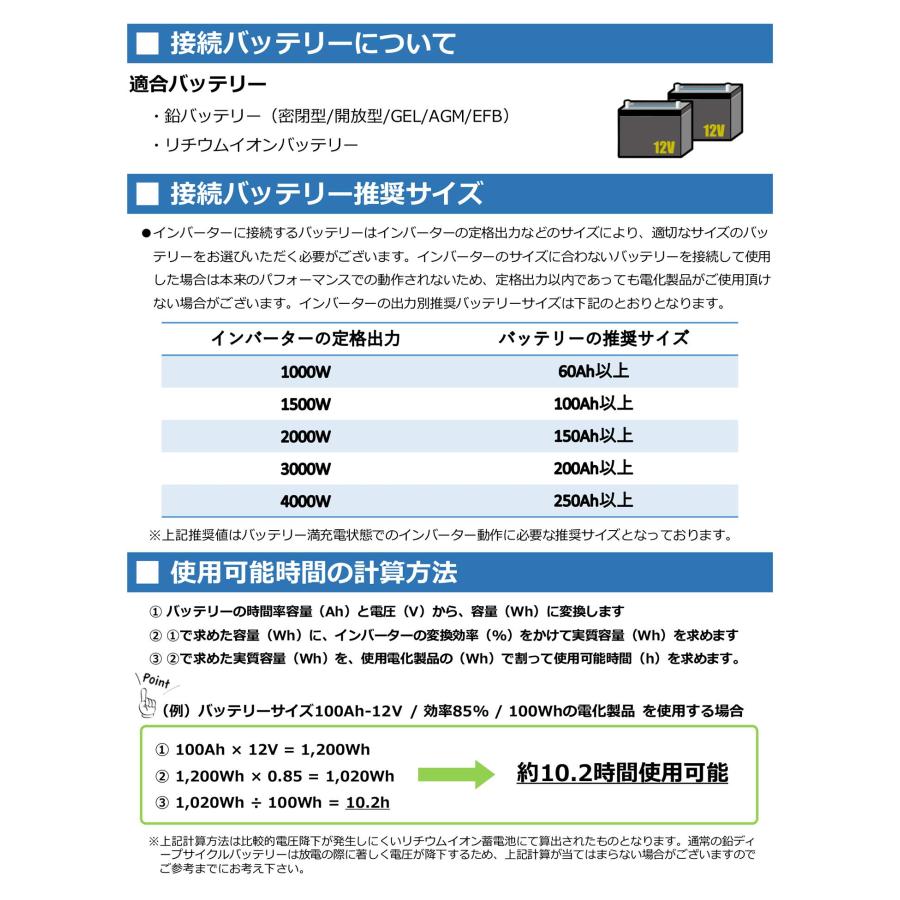 【永久保証】LVYUAN インバーター 正弦波 12V 1600W-3200W リモコン機能付き DC 12V→AC100V 変換 50HZ/60Hz ACコンセント×3/USBソケット×4｜shoryu-store｜10