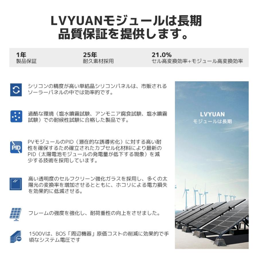 LVYUAN（リョクエン）400W PERC 高性能 単結晶 ソーラーパネル 次世代型 全並列 200W&times;2【お買い得2枚セット】太陽光パネル 200Wソーラーパネル